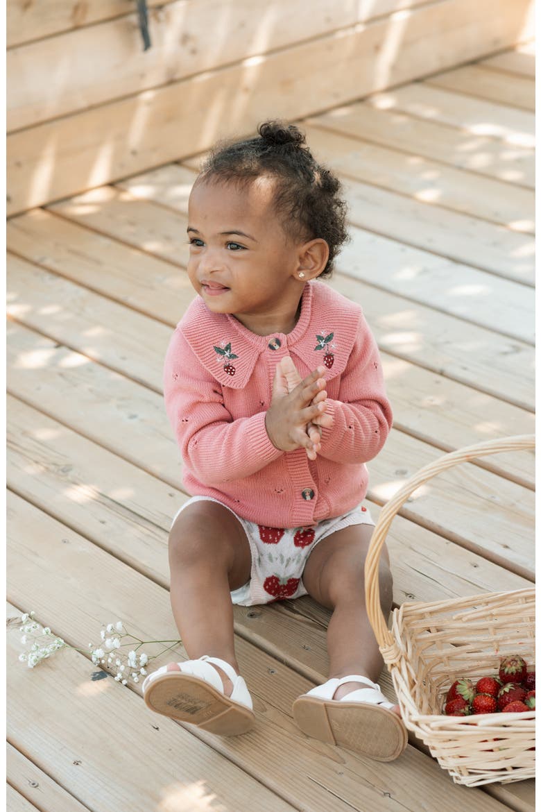Berry Pointelle Knit Cardigan, Alternate, color, PINK