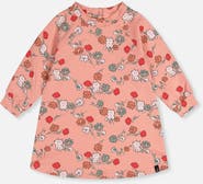 Deux par Deux French Terry Cat Raglan Sleeve Curved Hem Dress