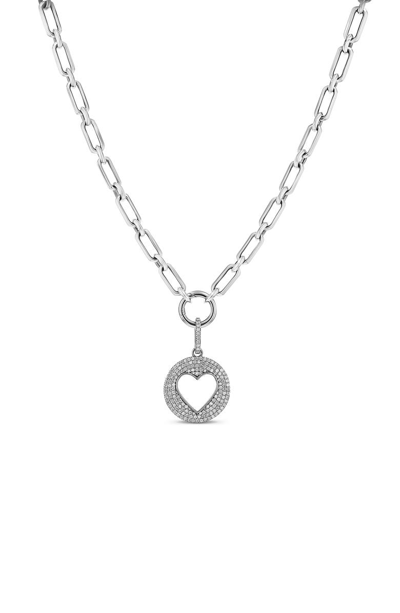 Sheryl Lowe Diamond Open Heart Pendant On Soho Chain, Main, color, Sterling Silver