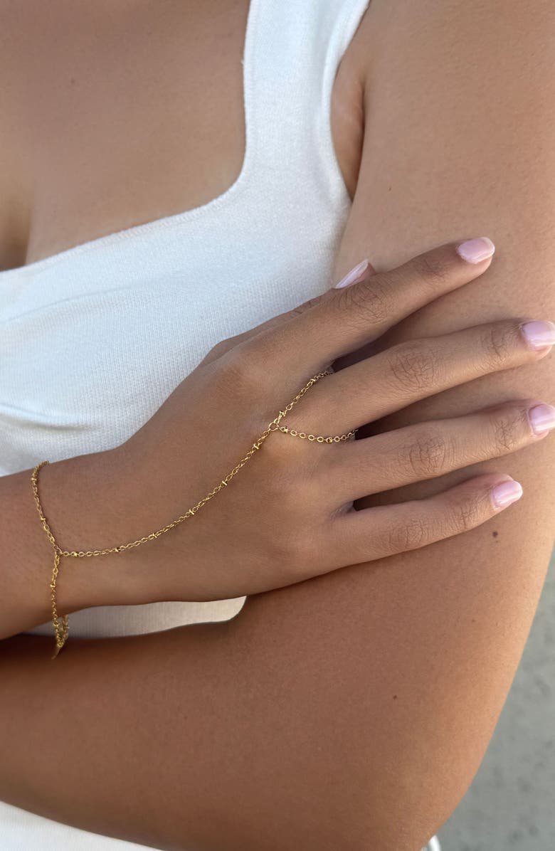 Adornia Beaded Hand Chain, Alternate, color, Gold