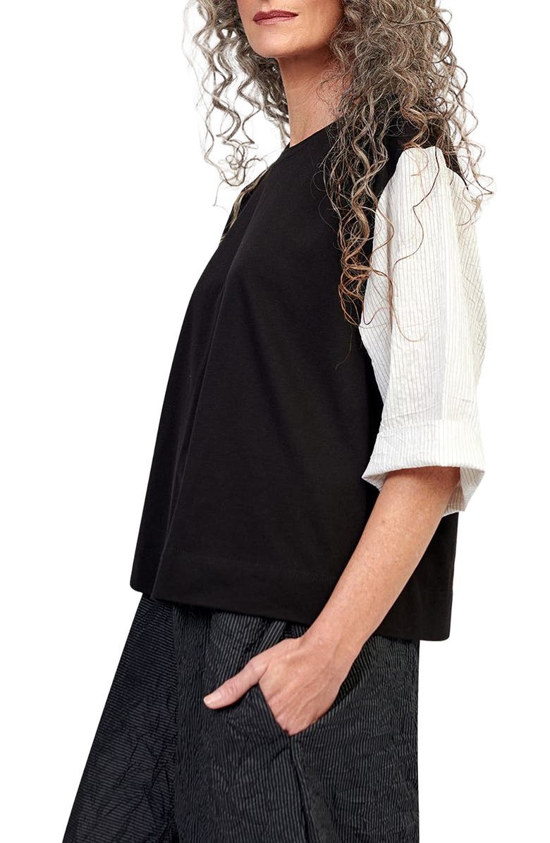 Alembika Crew neck mixed media tee, Alternate, color, 