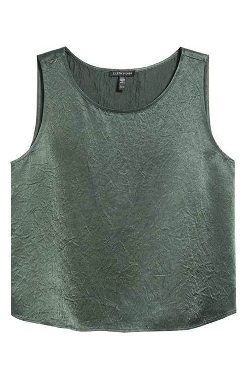 Eileen Fisher Crinkle Satin Shell Top In Green