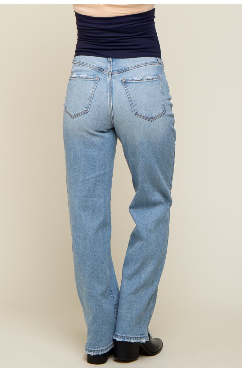 PinkBlush Straight Leg Distressed Hem Maternity Jeans, Alternate, color, Light Blue