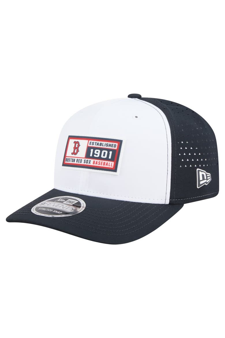 Men's New Era White/Navy Boston Red Sox Established Patch 9SEVENTY Adjustable Hat, Main, color, White