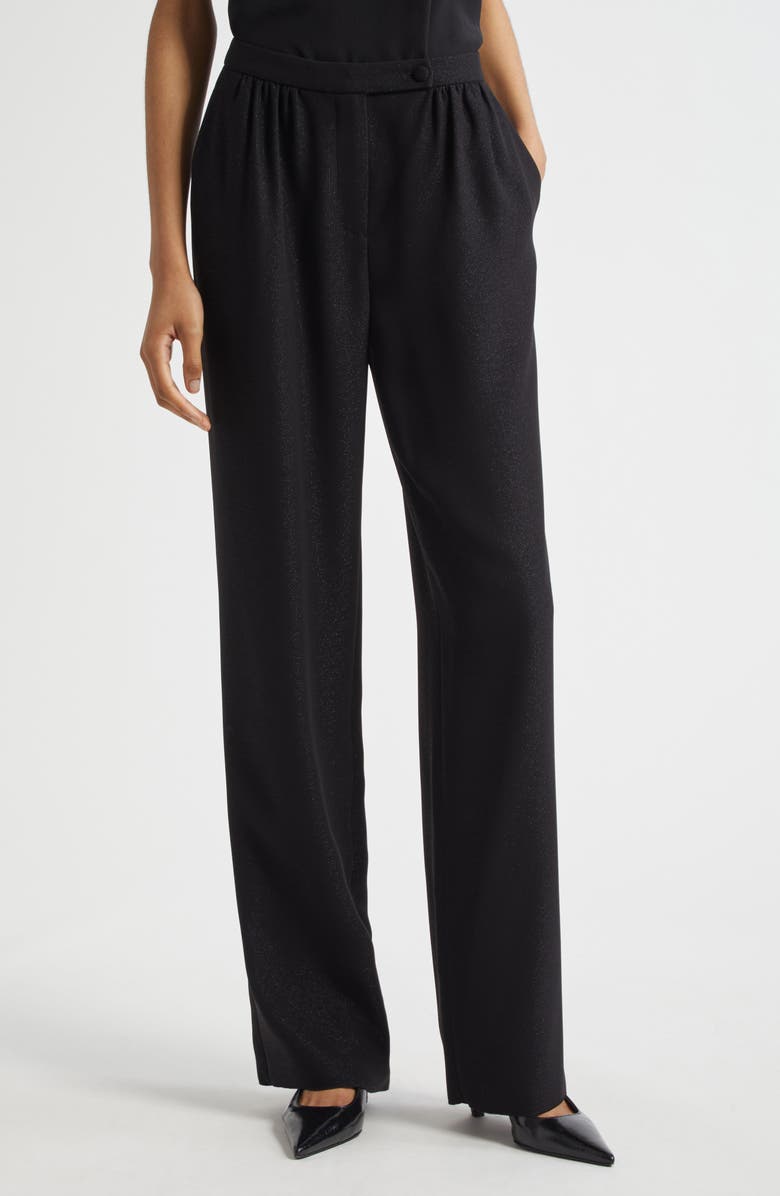 Emporio Armani Shimmer Pants, Main, color, Solid Black