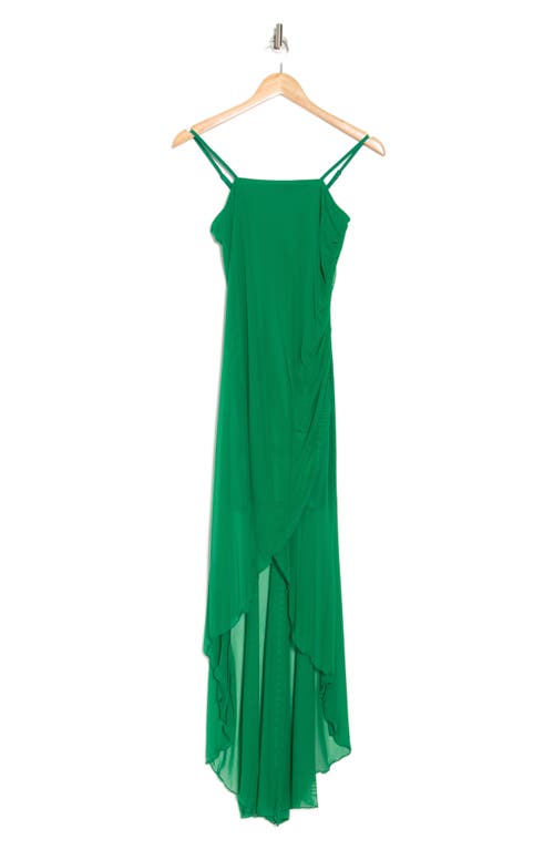 Bebe High Low Mesh Dress In Green