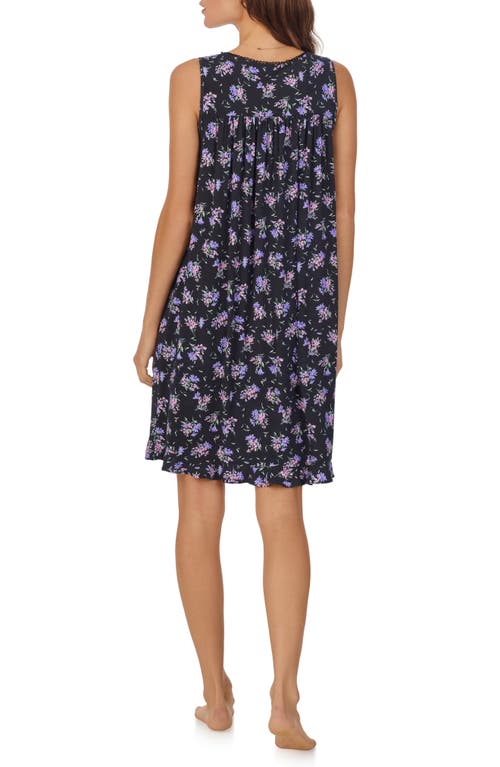 Eileen West Sleeveless Short Jersey Chemise In Black Print