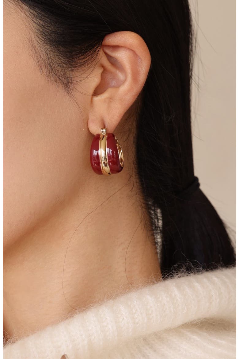 Ostuni Hoop Earrings, Alternate, color, Red & Gold