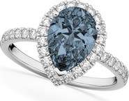 ALLUREZ Pear Cut Halo Gray Spinel & Diamond Engagement Ring 14K