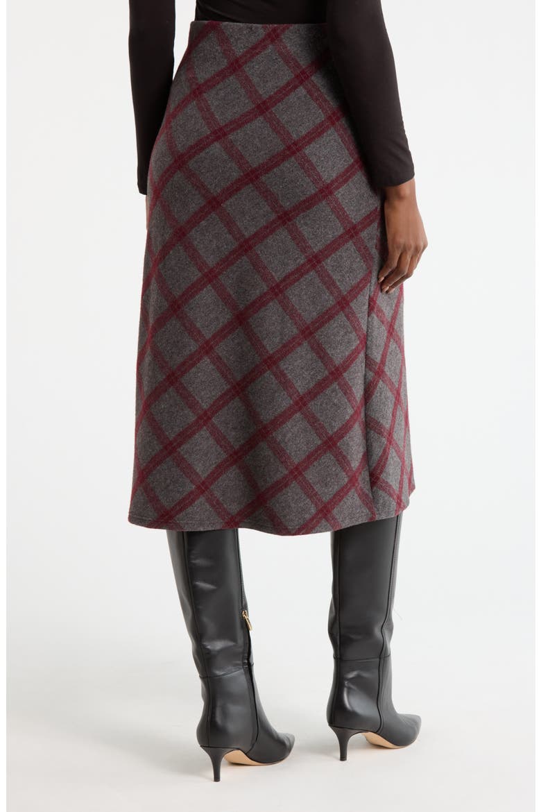 Plaid Knit Pencil Skirt, Alternate, color, CHARCOAL