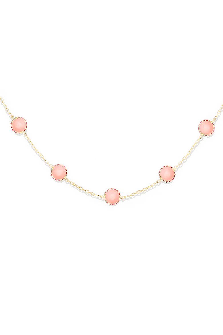 Found Cabochon Station Necklace, Alternate, color, Pink Sapphire & Opal-Gold