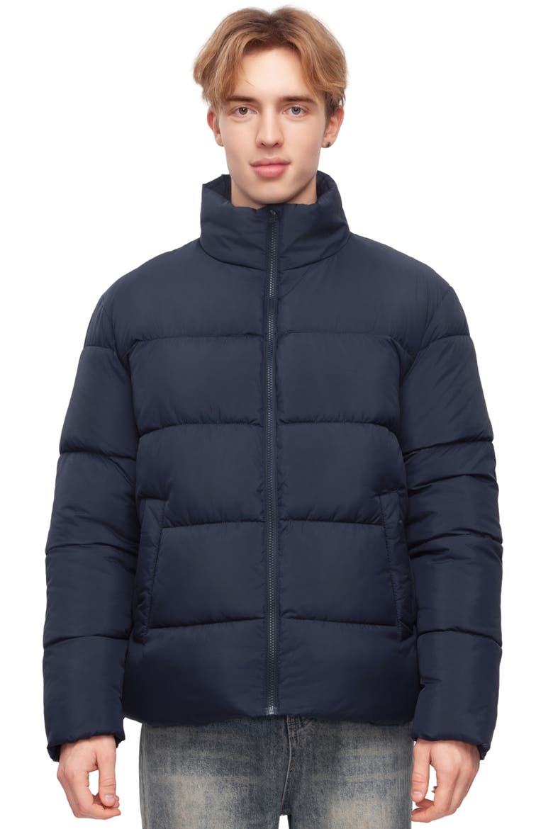 Lightweight Modern Puffer Jacket, Main, color, Navy