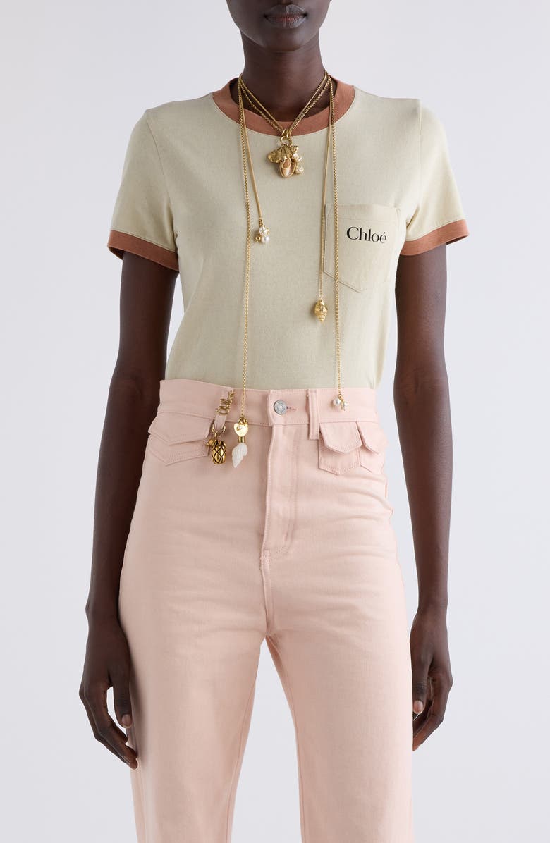 Chloé Cotton Ringer T-Shirt, Main, color, Blossom Beige