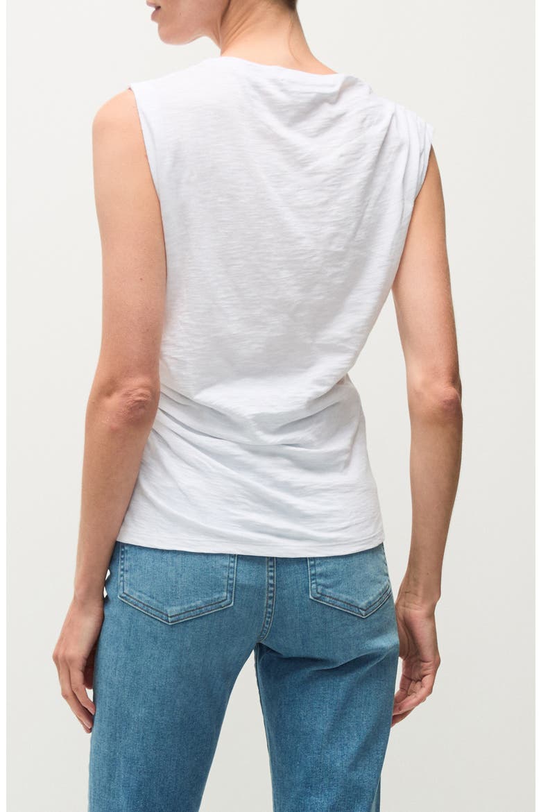 Brody Gathered Cotton Muscle Tee, Alternate, color, WHITE