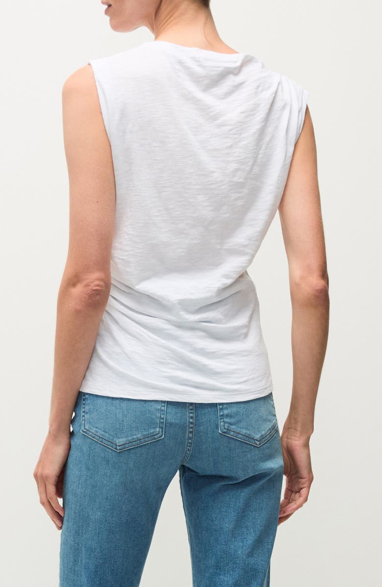 Veronica Beard Brody Gathered Cotton Muscle Tee, Alternate, color, White