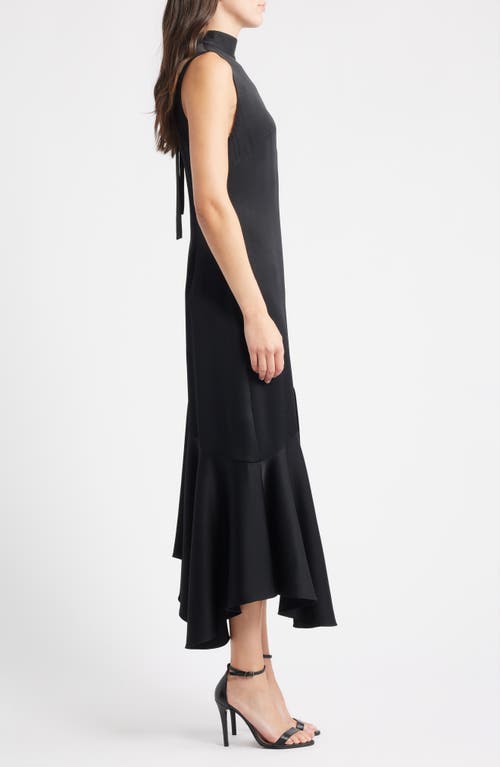 Kobi Halperin Jenkins Turtleneck High-low Flounce Midi Dress In Black