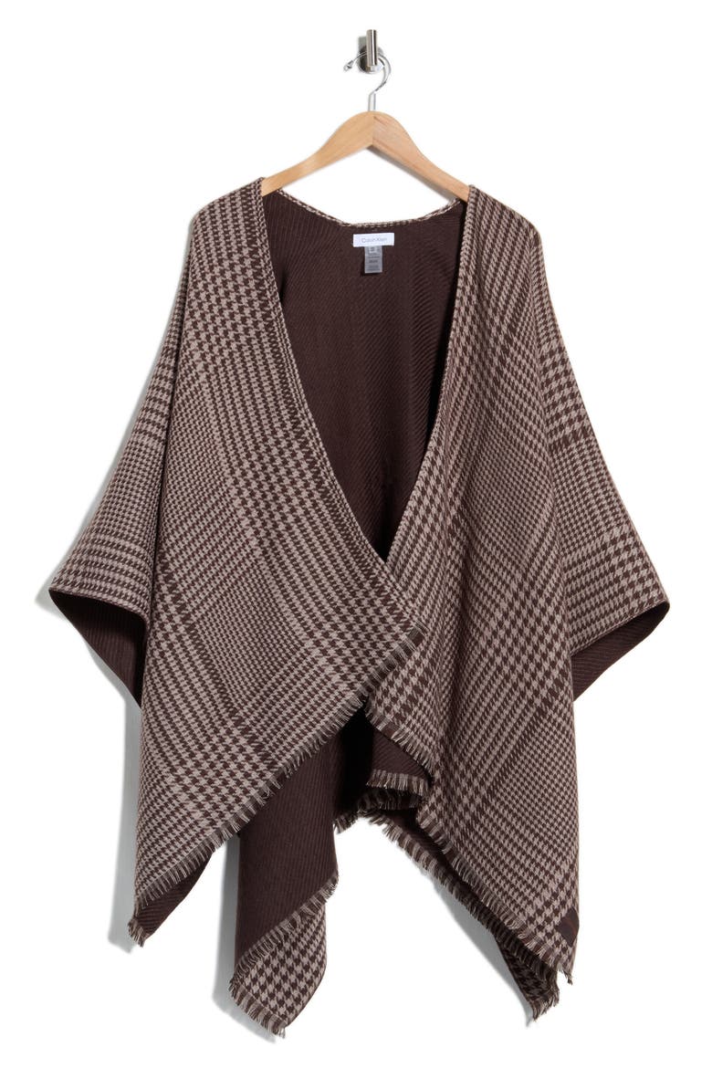 Houndstooth Double Face Shawl, Alternate, color, FUDGE