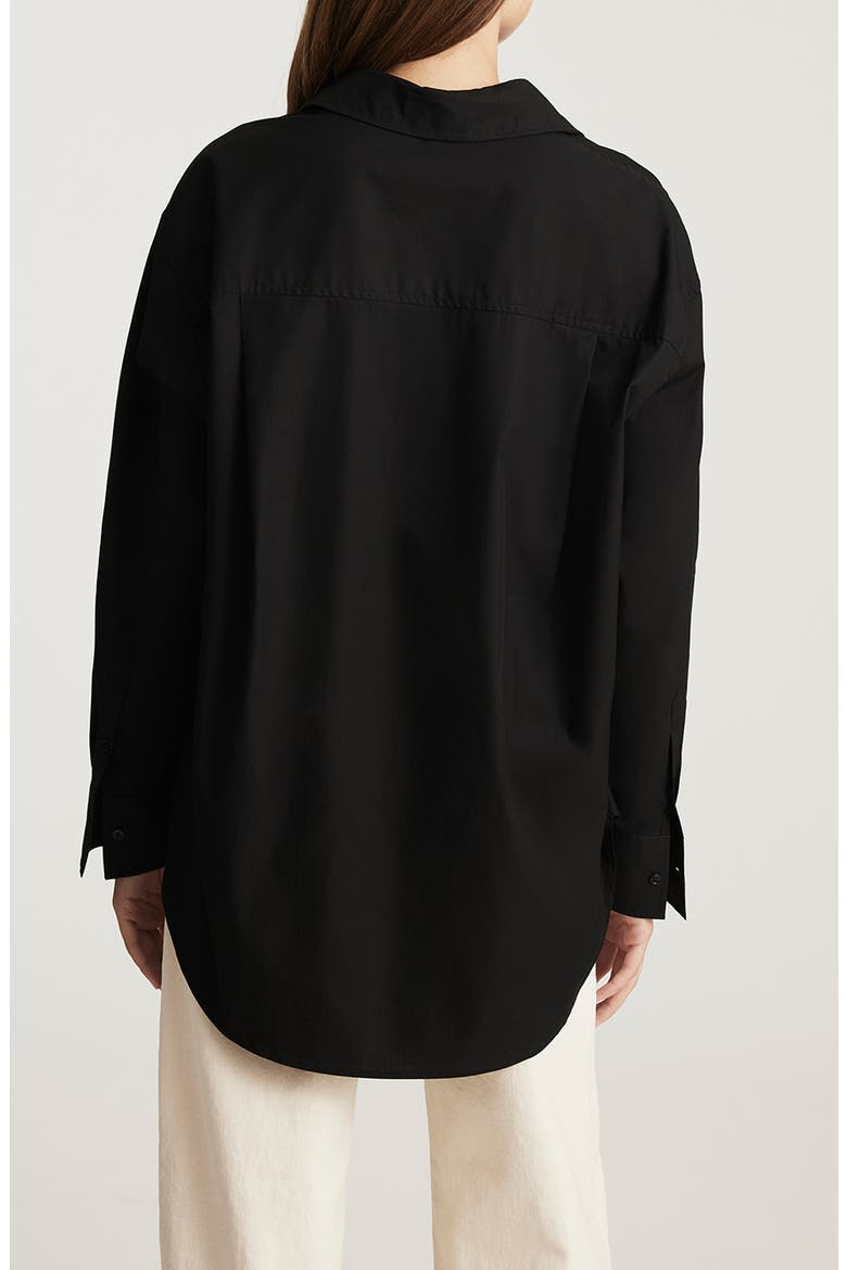 Oversize Cotton Button-Up Shirt, Alternate, color, BLACK
