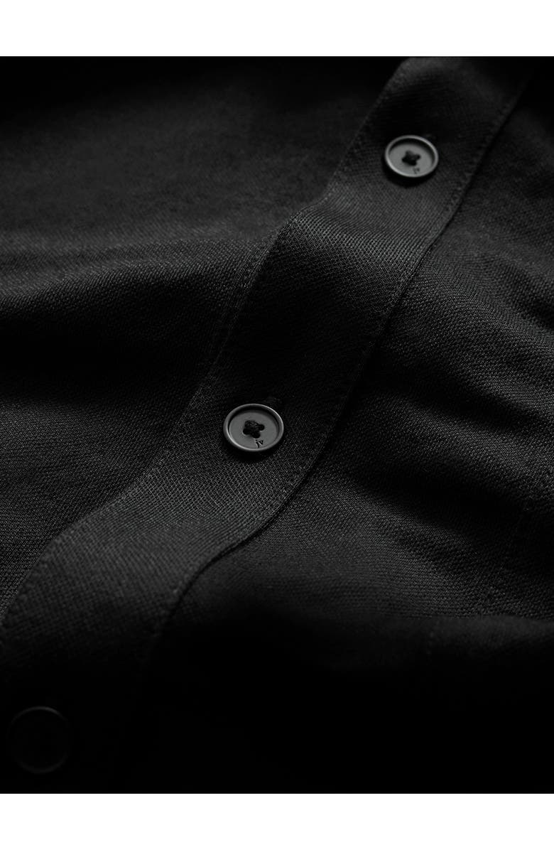 John Varvatos McGiles Piqué Knit Button-Up Shirt, Alternate, color, Black