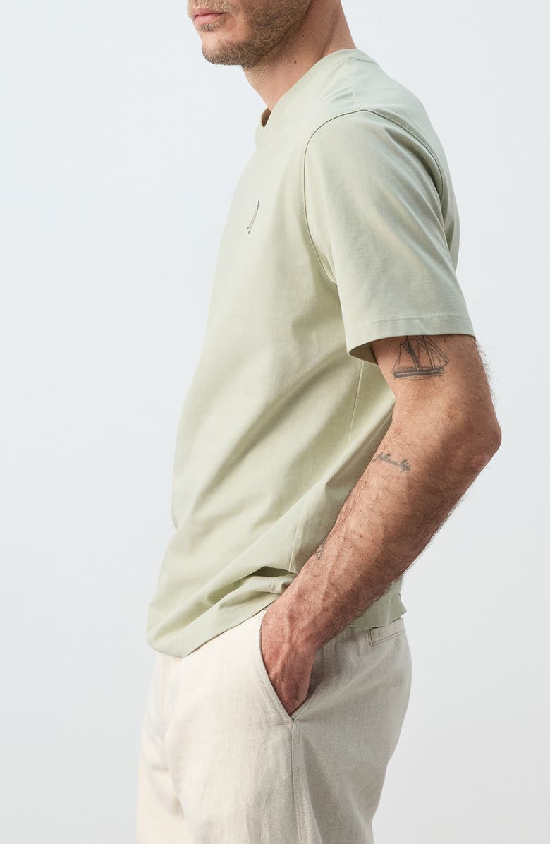 MANGO Escape Mode Embroidered Cotton T-Shirt, Alternate, color, Mint Green