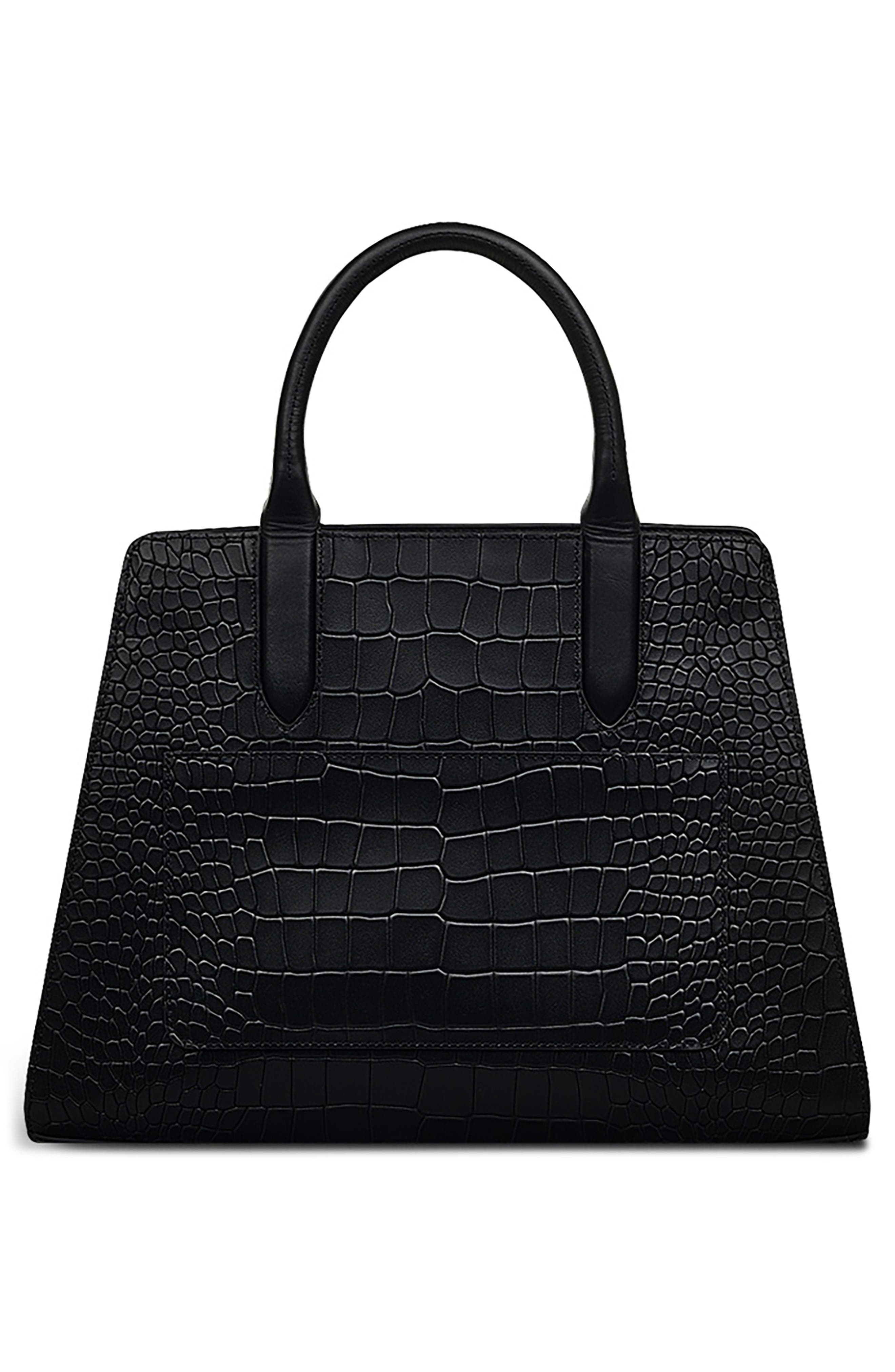 Radley Glasshouse Croc Embossed Crossbody Bag, Alternate, color, Black