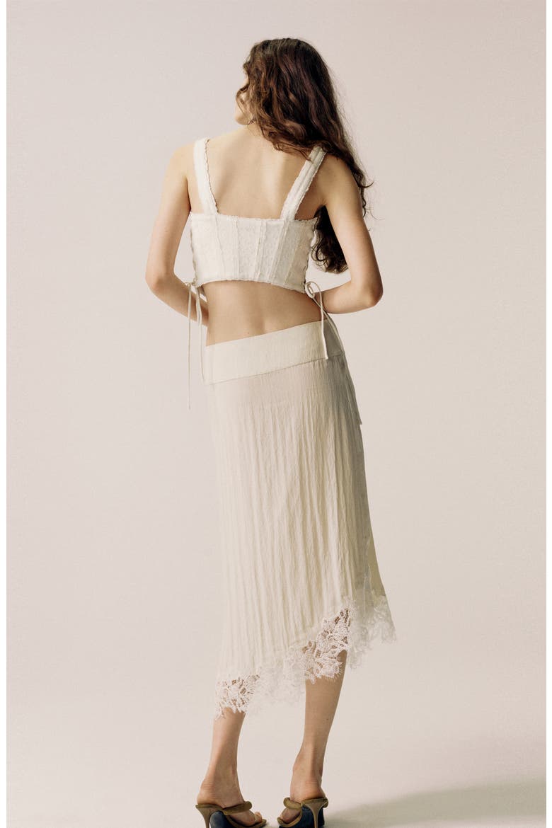 Lace Detail Asymmetric Skirt, Alternate, color, ECRU