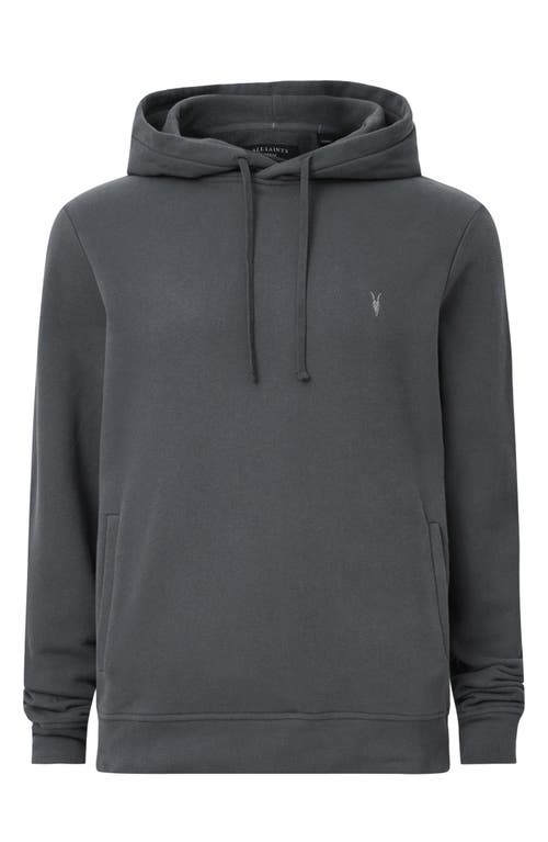 Allsaints Raven Pullover Ramskull Hoodie In Carter Grey