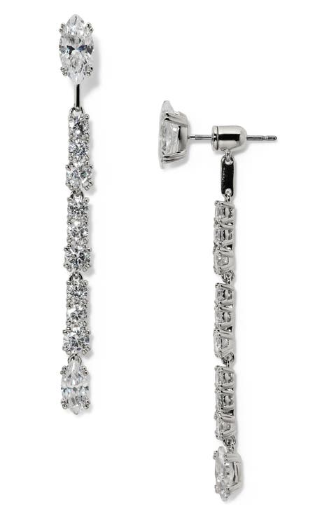 Twinnie Cubic Zirconia Front/Back Linear Drop Earrings