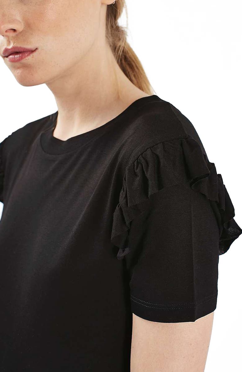Topshop Frill Sleeve Tee, Alternate, color, 