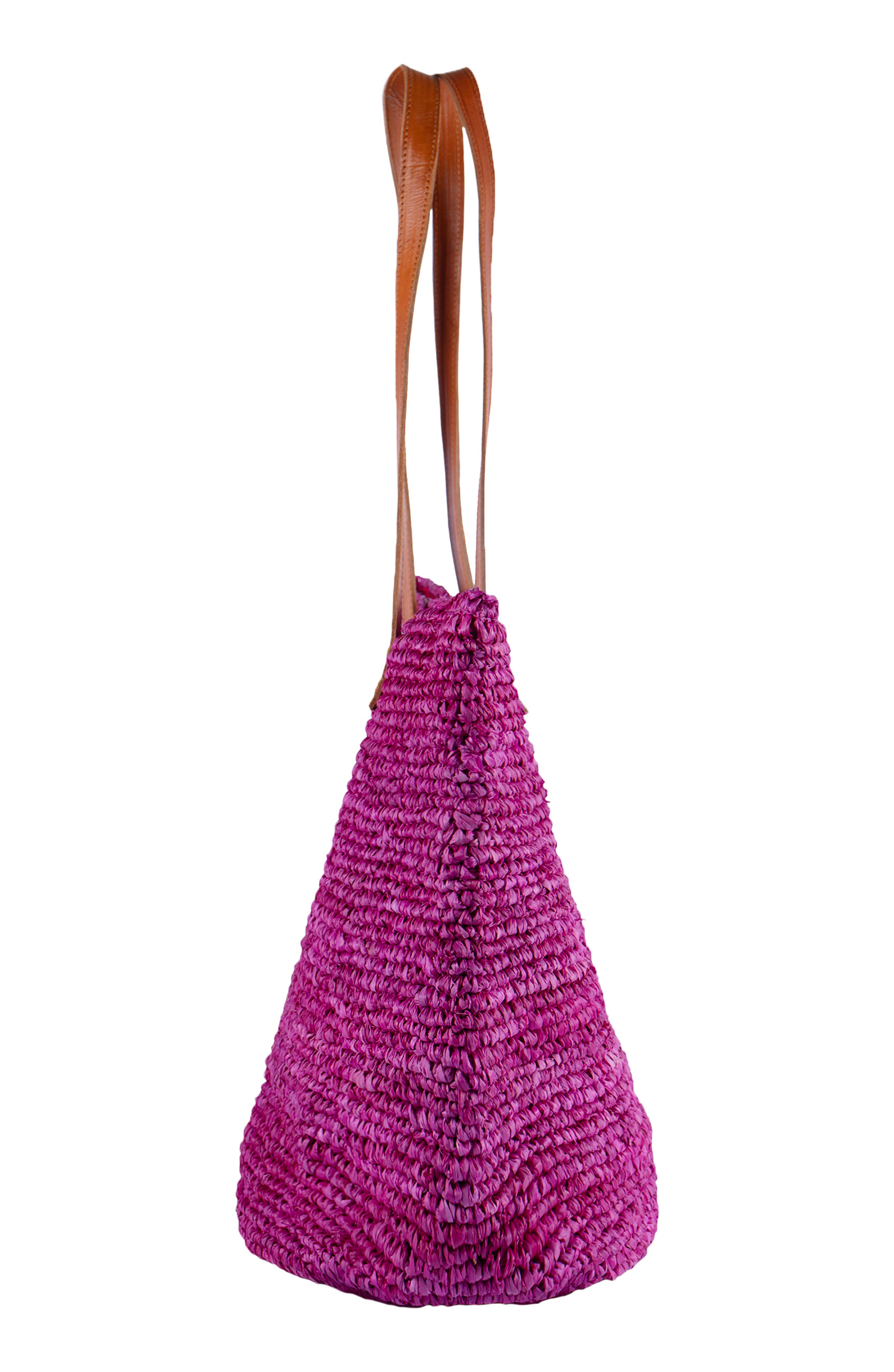 Hamptons Raffia Tote, Alternate, color, FUCHSIA