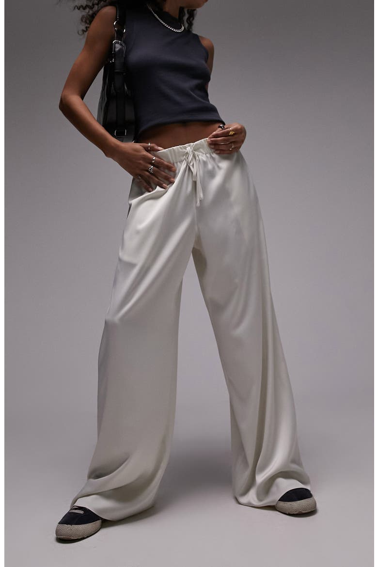 Satin Wide Leg Trousers, Main, color, GOLD