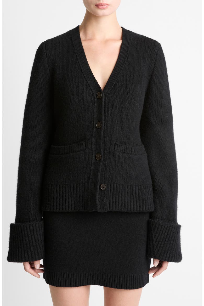 Double Face Wool Blend Cardigan, Main, color, BLACK