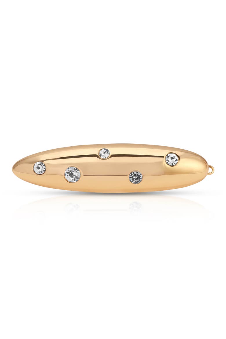 Crystal Studded Oblong Barrette, Main, color, GOLD