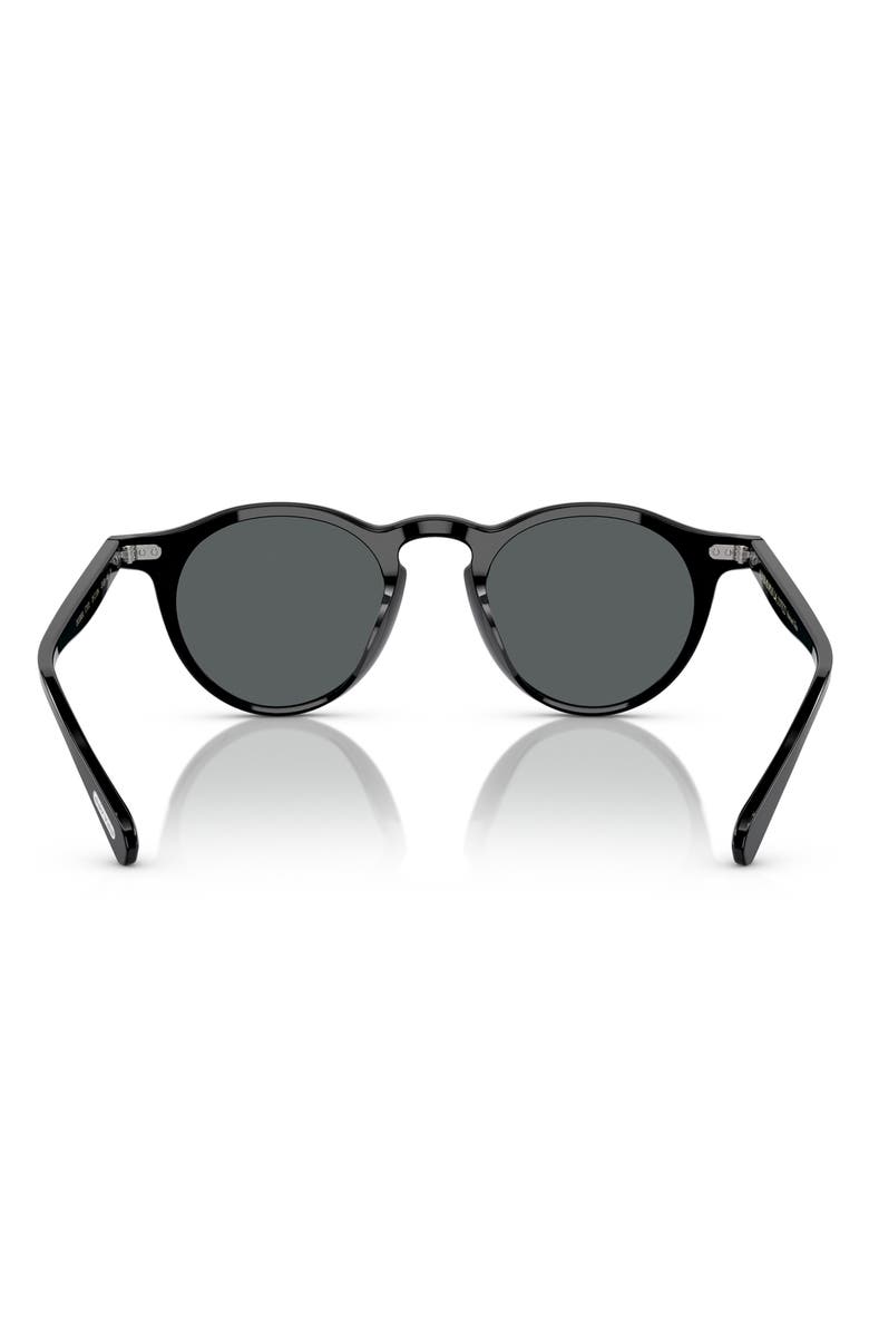 Oliver Peoples 47mm Small Polarized Round Sunglasses, Alternate, color, Black / Midnight Express Polar