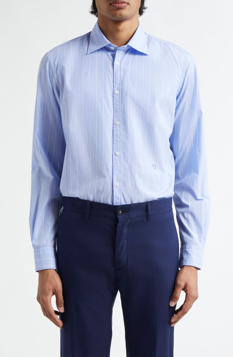 Massimo Alba Genova Stripe Button-Up Shirt, Main, color, Celeste