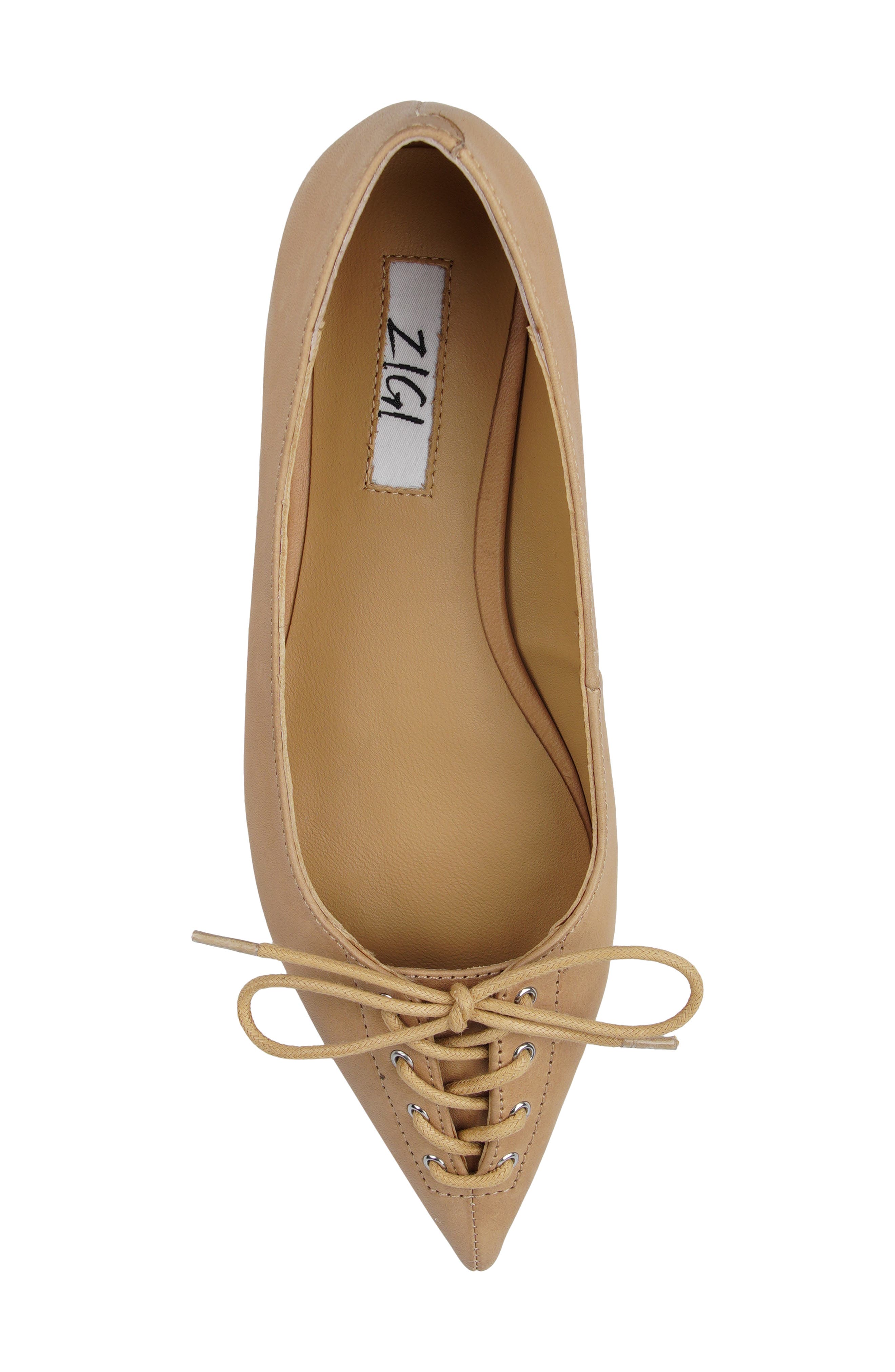 Arreza Lace-Up Pointed Toe Flat, Alternate, color, NATURAL