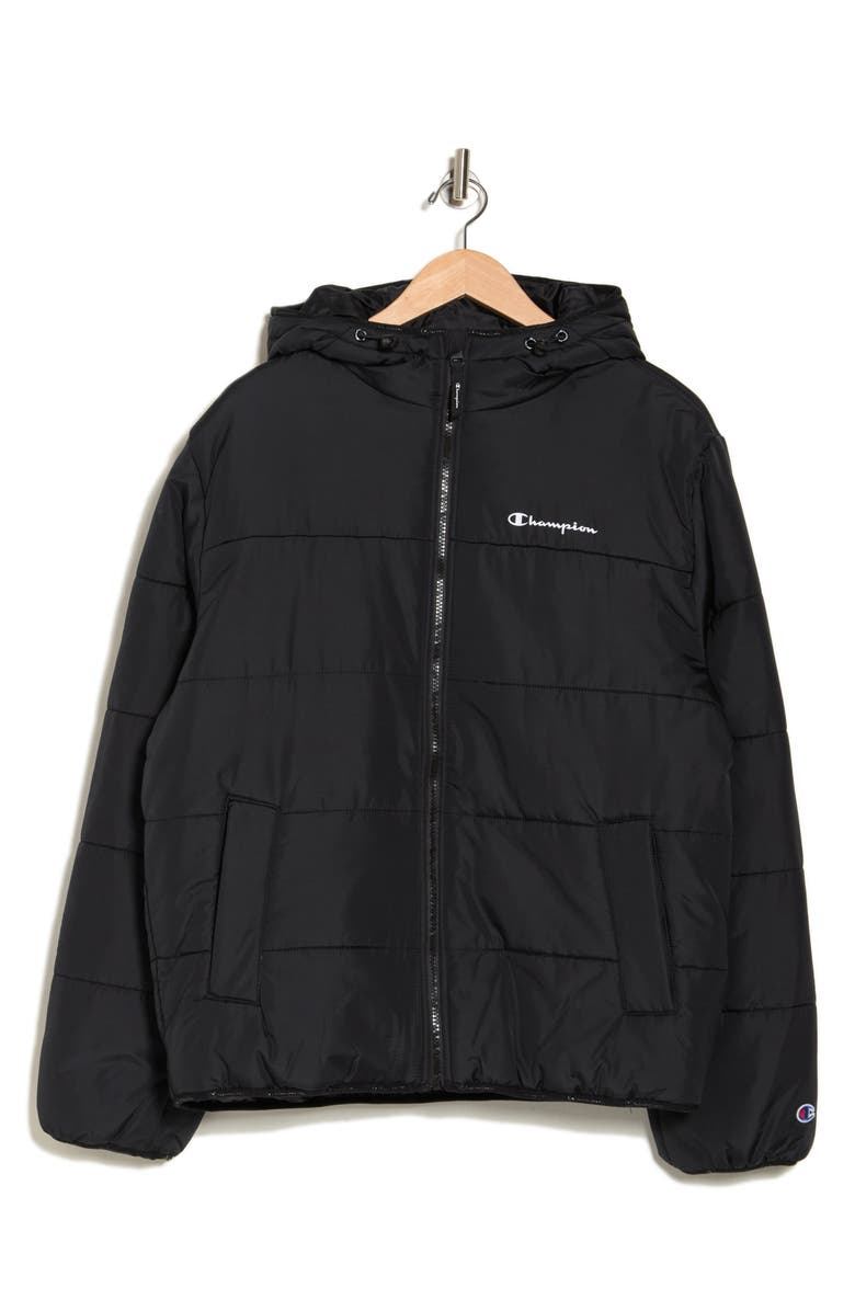 Champion Recycled Polyester Fill Hooded Puffer Jacket, Alternate, color, 