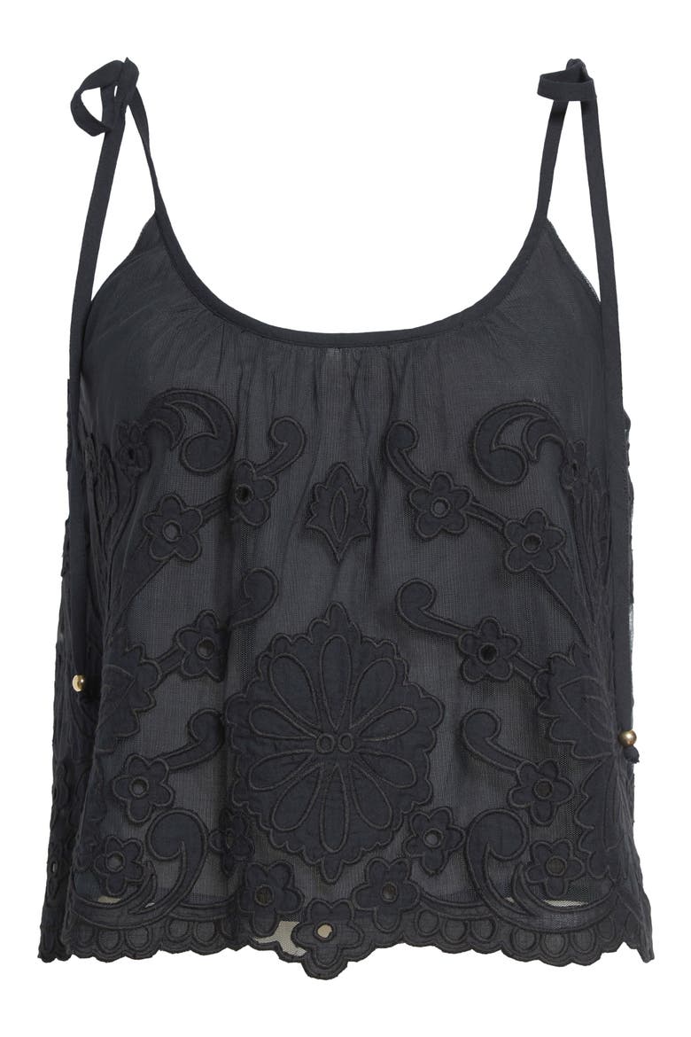 Elsie Tie Strap Tank, Alternate, color, BLACK EMBROIDERY