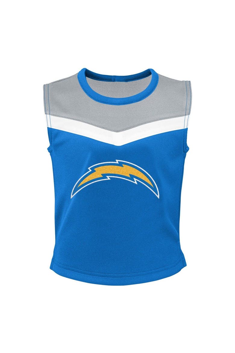 Girls Preschool Powder Blue Los Angeles Chargers Spirit Cheerleader Two-Piece Set with Bloomers, Alternate, color, Powder Blue