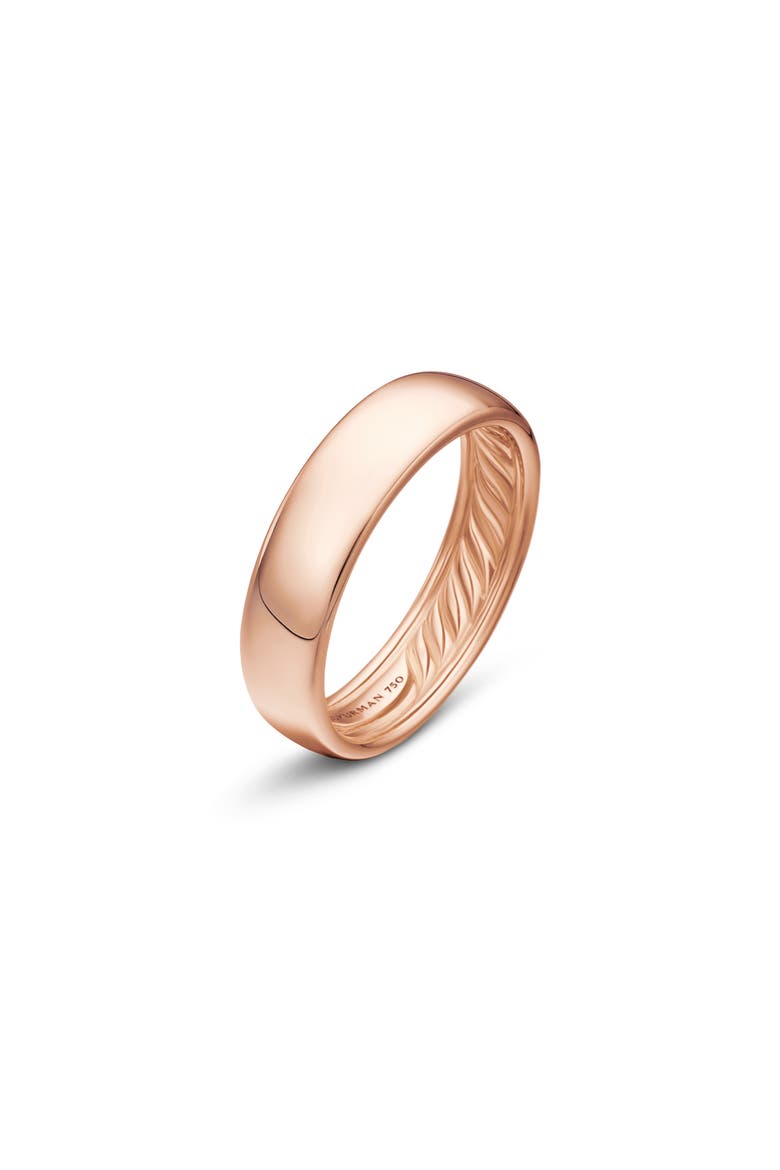 DY Classic Band Ring in 18k White Gold, Alternate, color, ROSE GOLD