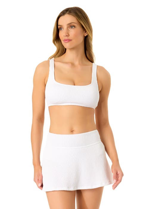ANNE COLE LIVE IN COLOR TEXTURED CLASSIC SQUARE NECK BRALETTE BIKINI SWIM TOP 