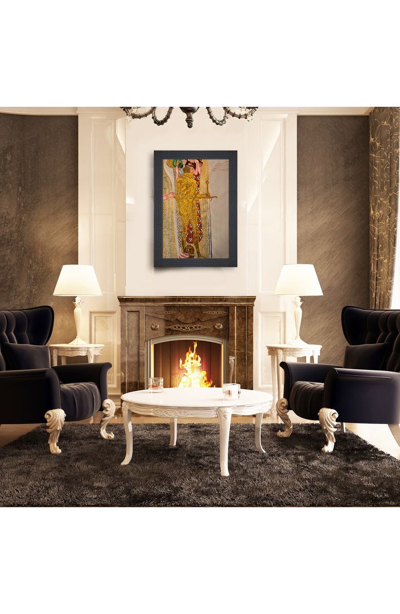 OVERSTOCK ART Beethoven Frieze, The Well-Armed Strong, Compassion and Ambition, 1902 (Luxury Line) - Framed Oil Reproduction of an Original Painting by Gustav Klimt, Alternate, color,