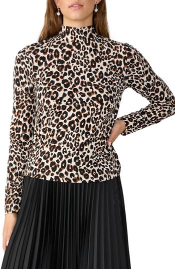 Sanctuary Enigma Leopard Print Mock Neck Top