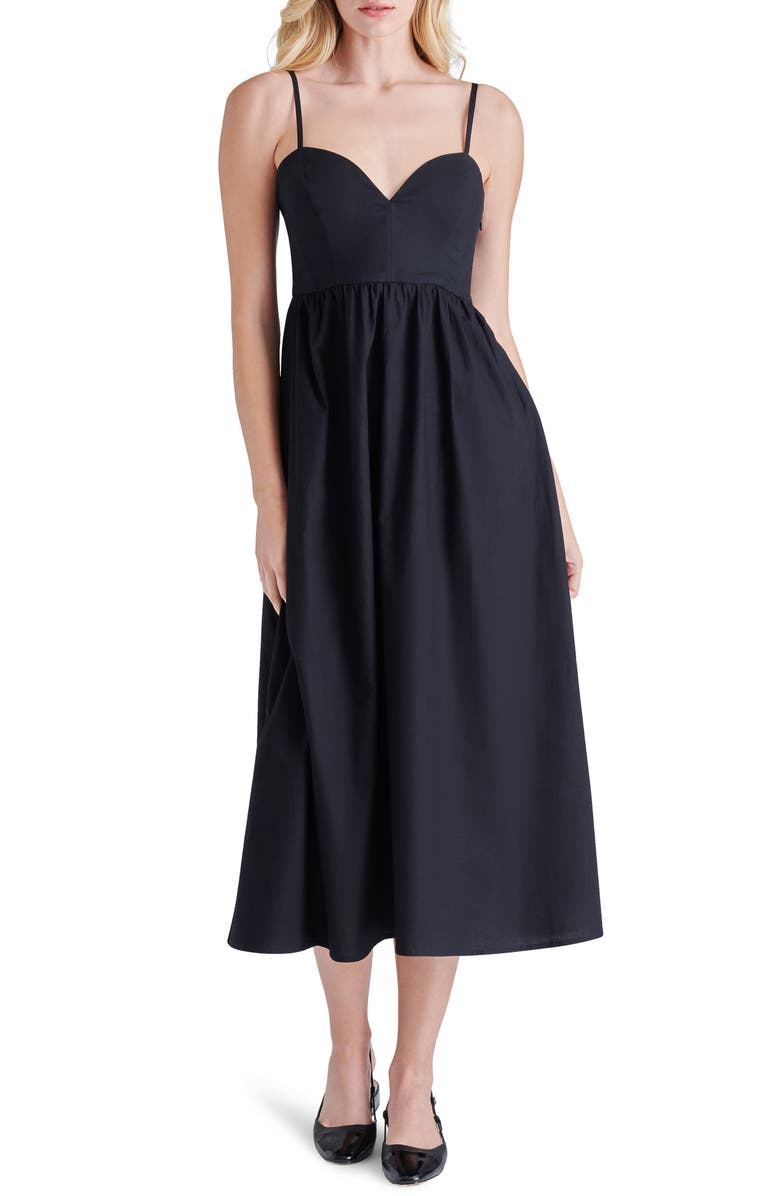 Steve Madden Sweetheart Neck Midi Dress, Main, color, 