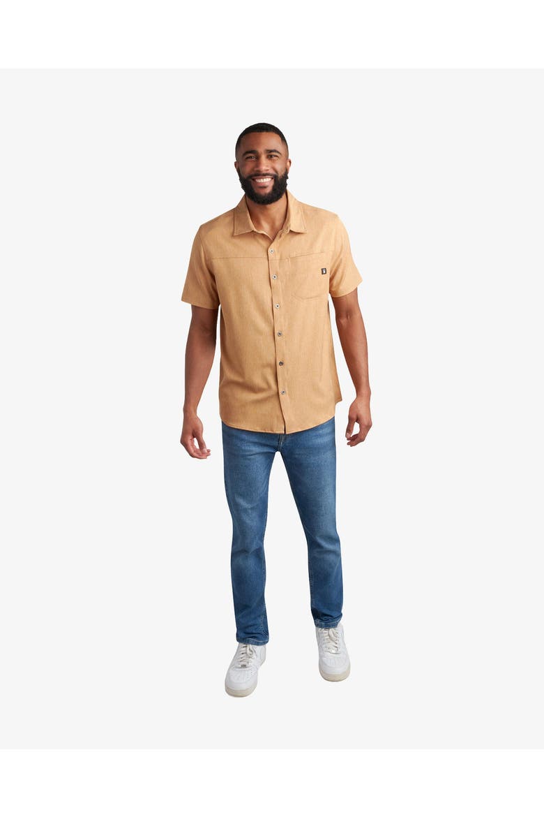 Men Short Sleeve Mini Stripe, Alternate, color, Carmel