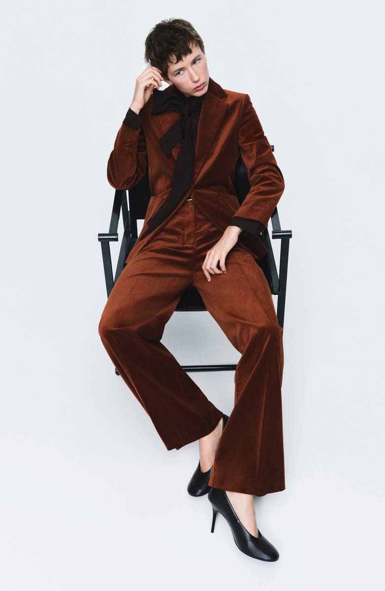 MANGO Velvet Straight Leg Pants, Alternate, color, Burnt Orange