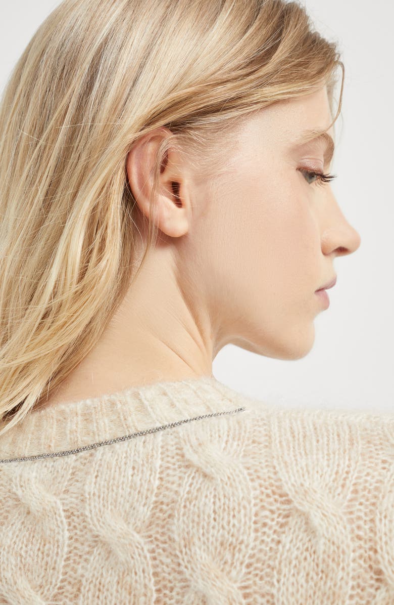 Brunello Cucinelli Wool and mohair cable knit sweater with monili, Alternate, color,