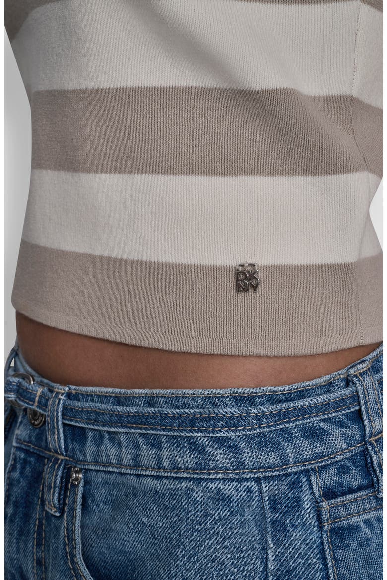 Striped Sleeveless Polo, Alternate, color, PEBBLE/ ENO