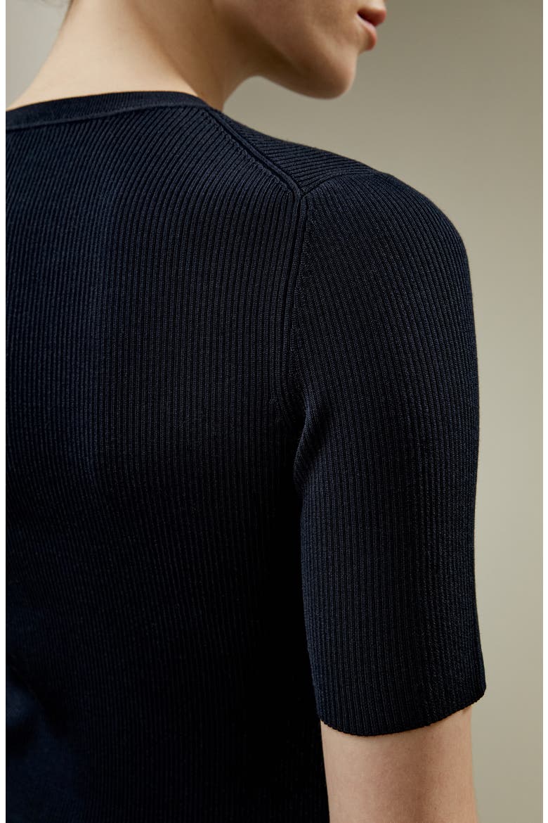 Women's Essential Silk Knit Top, Alternate, color, Navy Blue