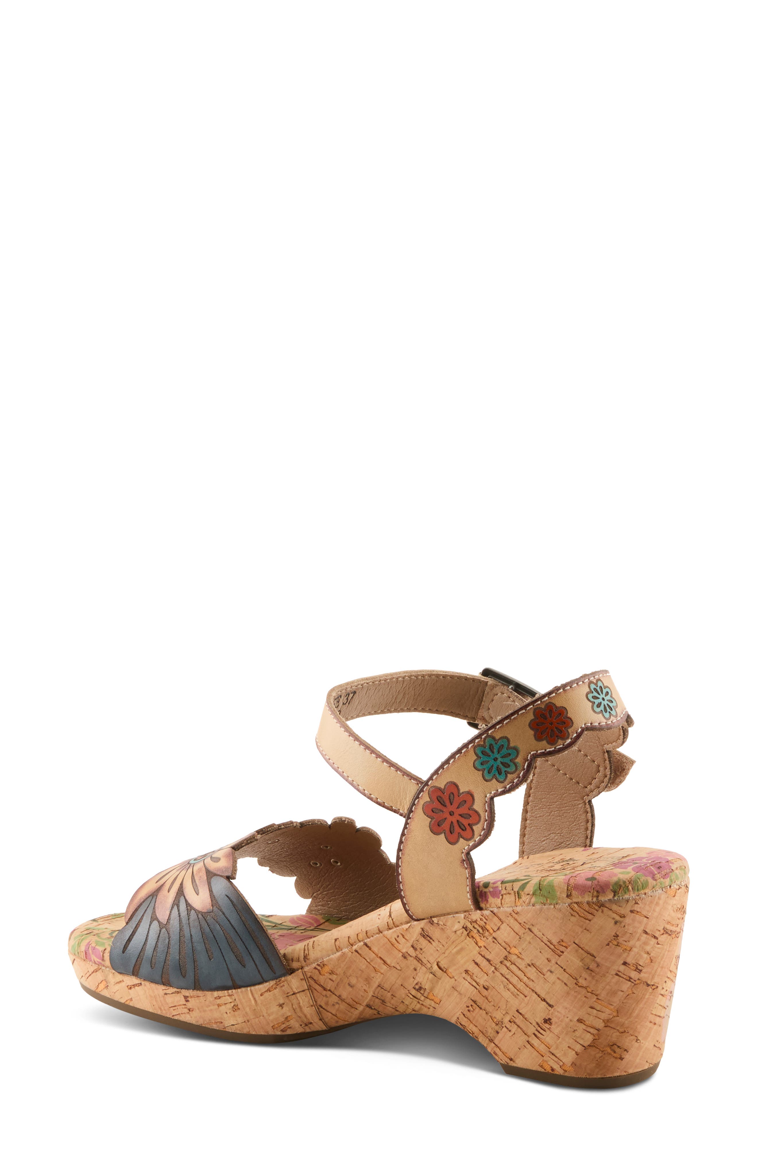 Luvinlife Ankle Strap Platform Wedge Sandal, Alternate, color, TAN MULTI